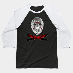 Bloody Horror Mask and Machete Baseball T-Shirt